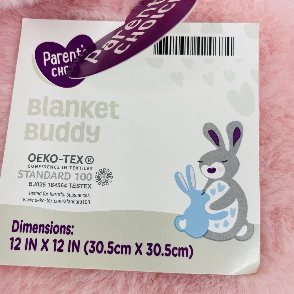 New Parents Choice Pink Elephant Flowers Satin Plush Baby Security Blanket Lovey
